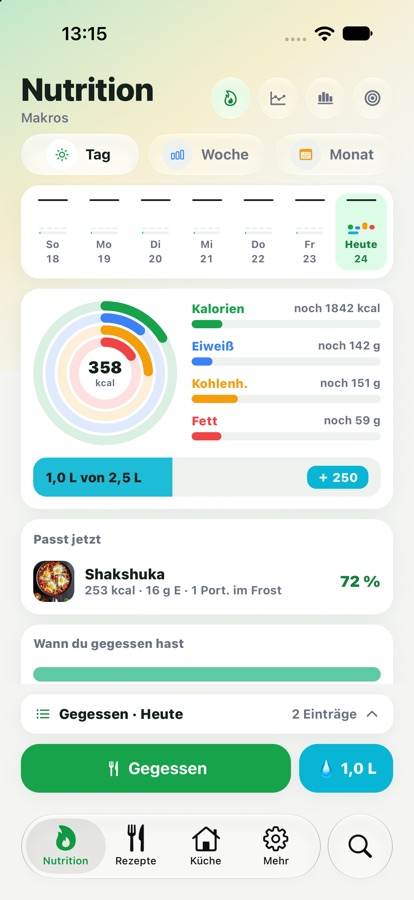 Nutrition-Tag mit Makro-Ringen